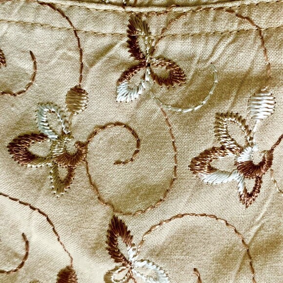 Leslie Fay Woman Button Up Shacket Plus 2X Beige Embroidered Cotton - Picture 11 of 11